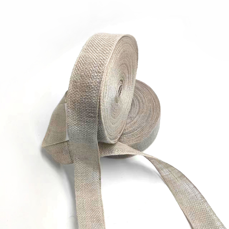 Home Textile 1 Inch Linen 100% Linen Burlap Ribbon For Christmas Wedding Decoration