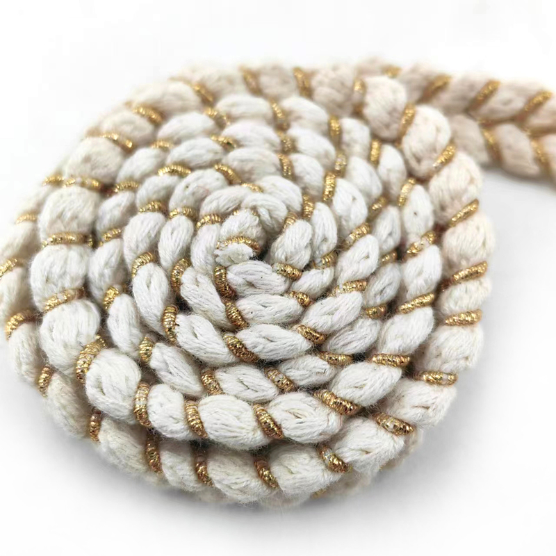 White Style Polyester Cotton Gold Gimp Braided Cross Braid Ribbon For Women's Clothes