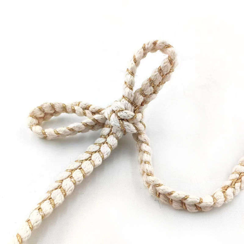 White Style Polyester Cotton Gold Gimp Braided Cross Braid Ribbon For Women's Clothes