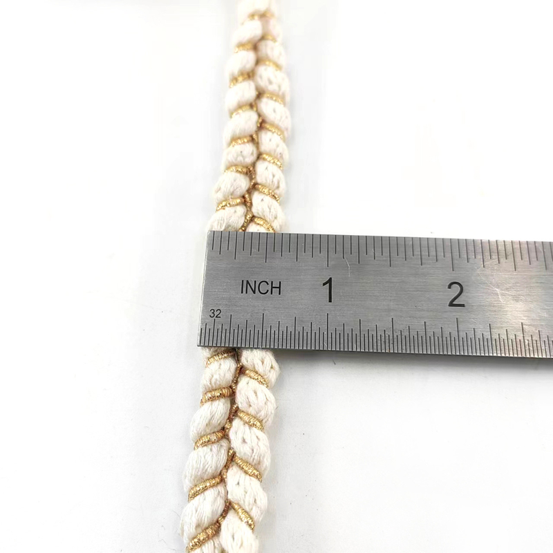 White Style Polyester Cotton Gold Gimp Braided Cross Braid Ribbon For Women's Clothes