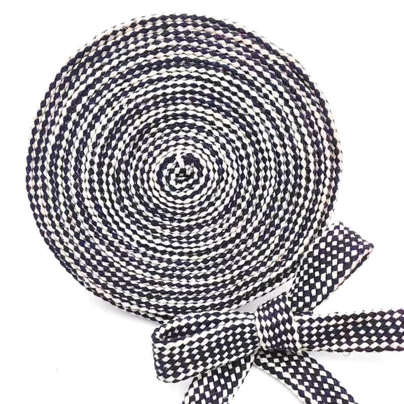 Webbing 100% Hemp Black And White Braided Rope Plain Durable Flat Hemp Rope For Shoe