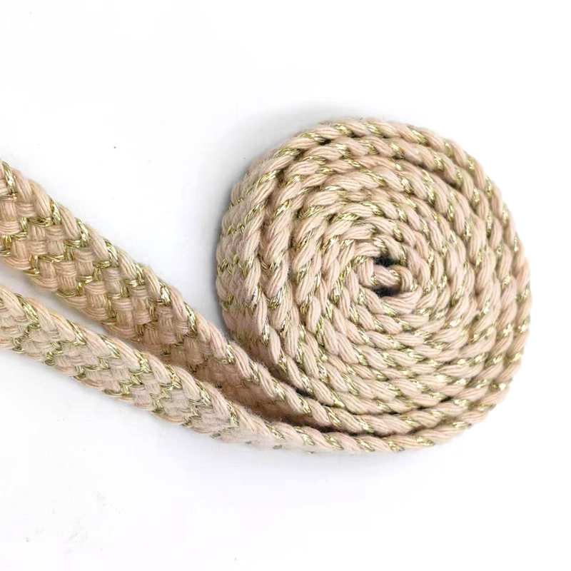 80% Pure Cotton 20% Polyester Cotton Flat Belt With Gold Thread Handwoven for Superior