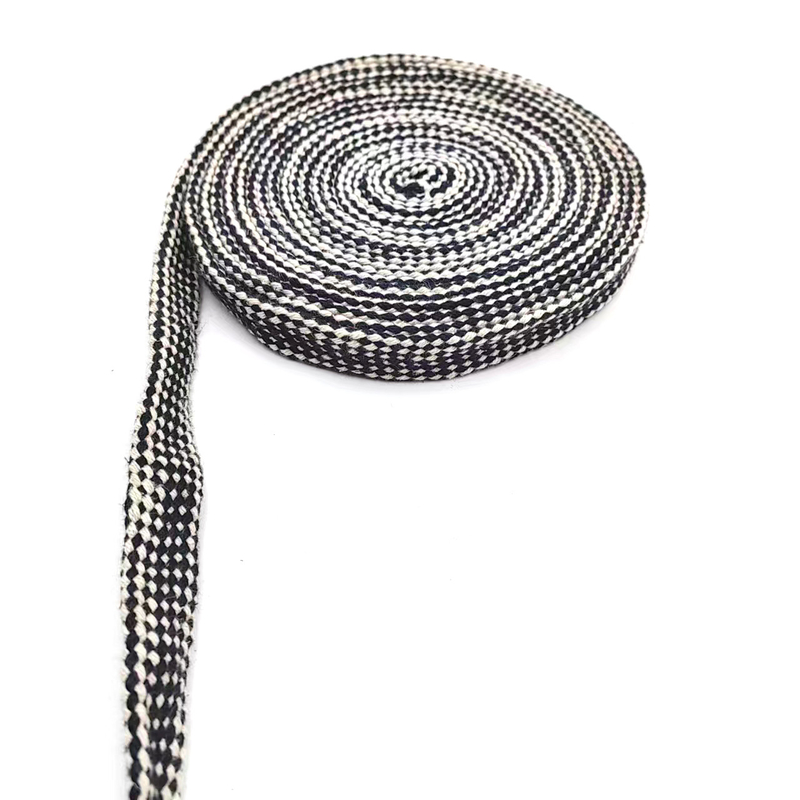 Webbing 100% Hemp Black And White Braided Rope Plain Durable Flat Hemp Rope For Shoe