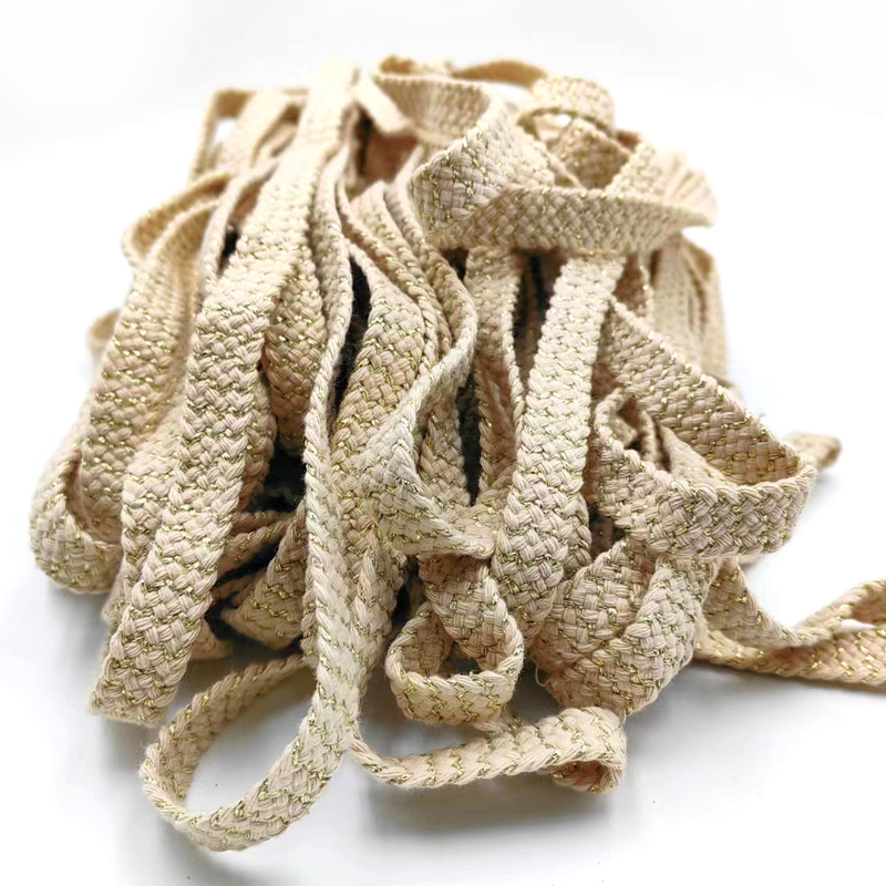 80% Pure Cotton 20% Polyester Cotton Flat Belt With Gold Thread Handwoven for Superior
