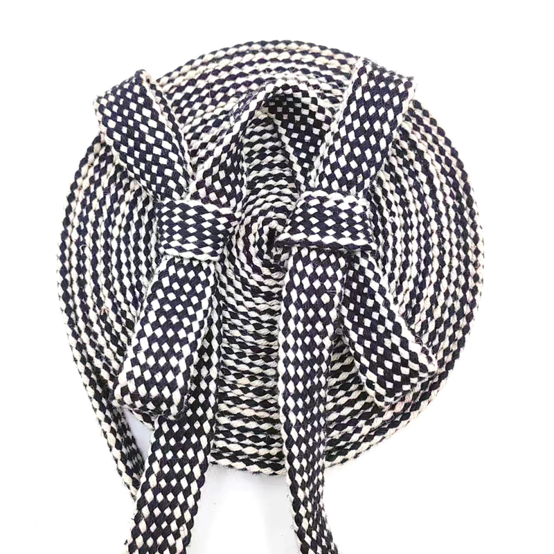 Webbing 100% Hemp Black And White Braided Rope Plain Durable Flat Hemp Rope For Shoe