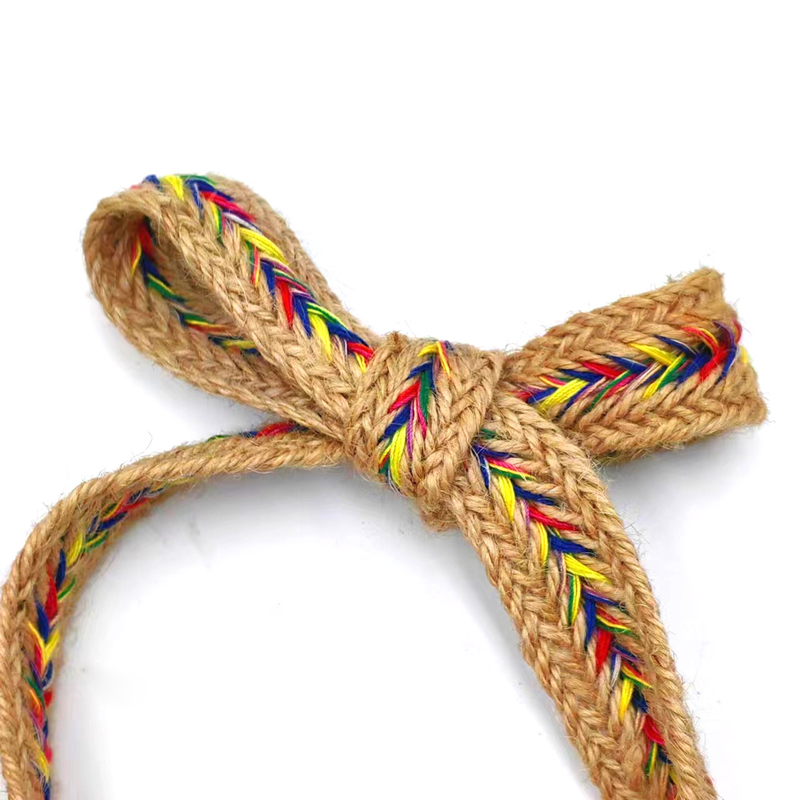 2.5cm Wide Natural Jute Lace Trim Ribbons Twisted Herringbone Webbing for Jute Crafts