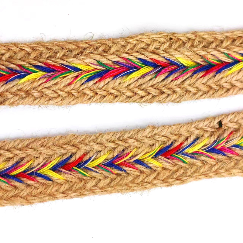 2.5cm Wide Natural Jute Lace Trim Ribbons Twisted Herringbone Webbing for Jute Crafts