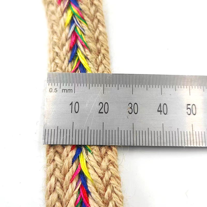 2.5cm Wide Natural Jute Lace Trim Ribbons Twisted Herringbone Webbing for Jute Crafts