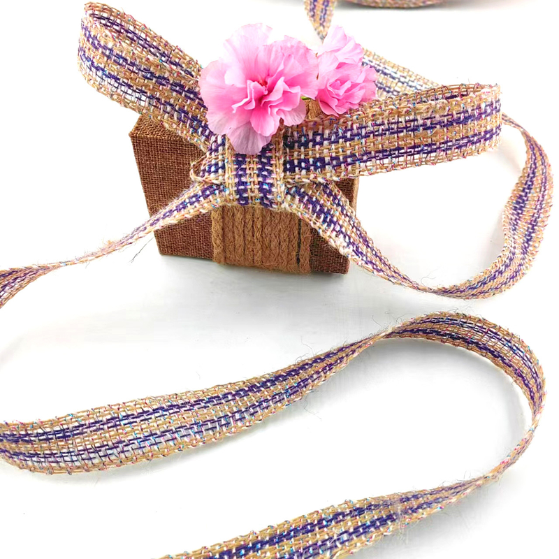 Webbing 25mm Woven Jute Ribbon for Christmas Holiday Decoration 100% Jute Burlap Fabric