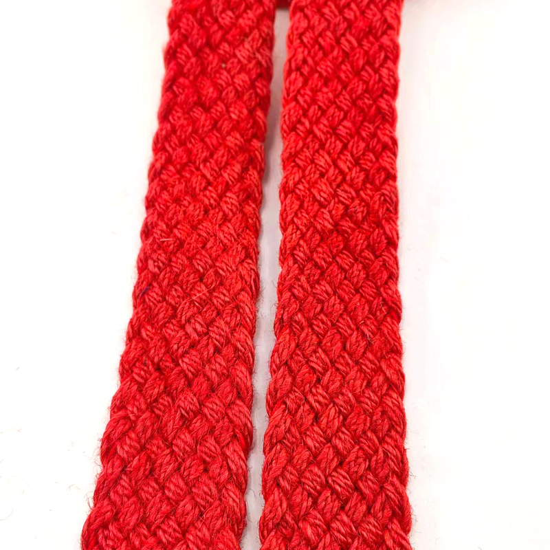Sustainable Red Herringbone Jute Braided Belt with Colorful Woven Ribbon Webbing