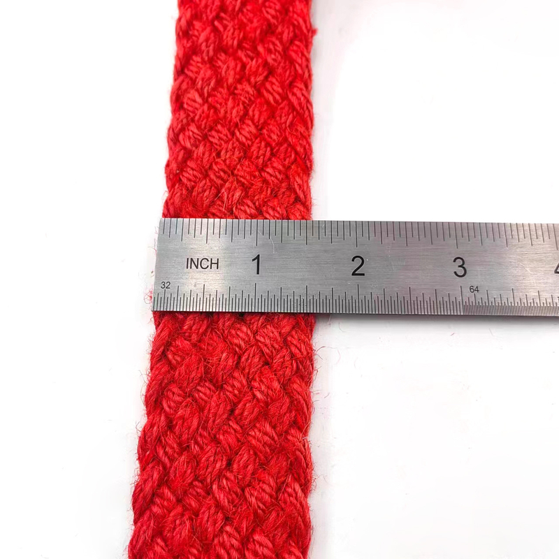 Sustainable Red Herringbone Jute Braided Belt with Colorful Woven Ribbon Webbing