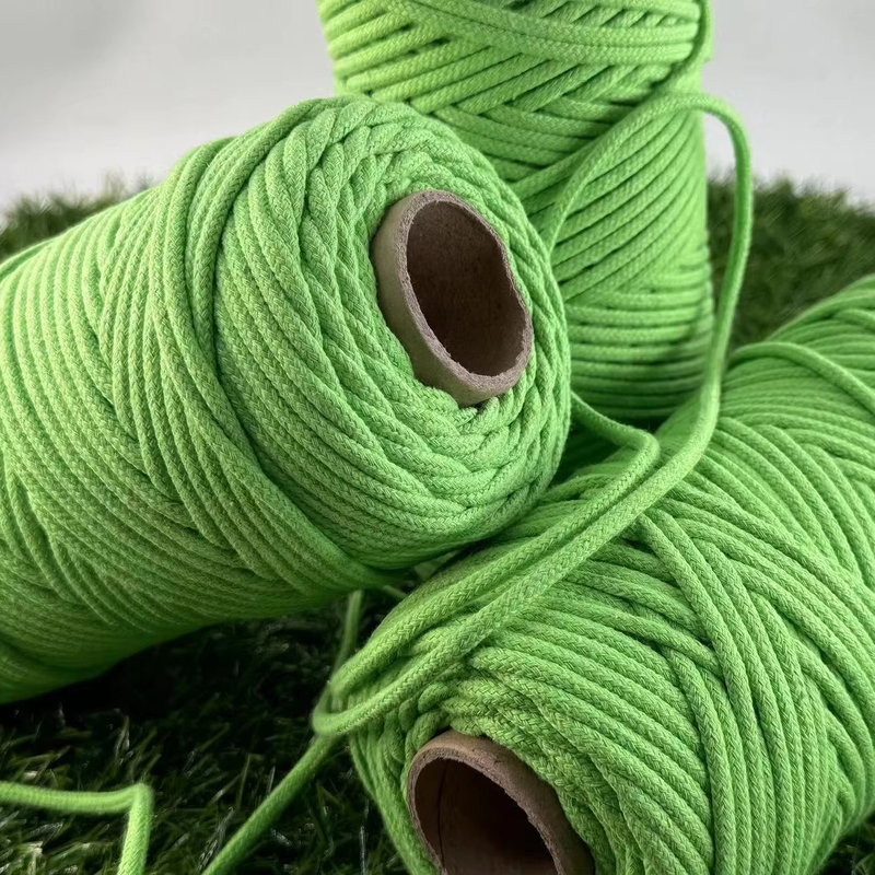 Customizable Diameter and Length Cotton Binding Woven Cotton Rope for Spot Green Color
