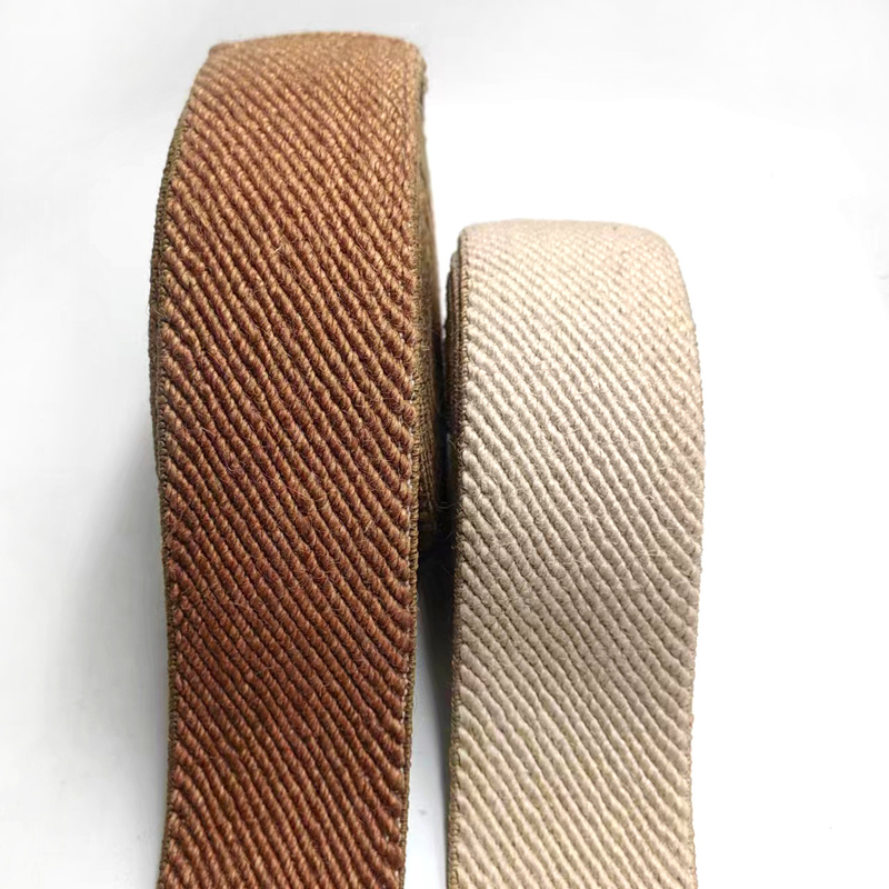 50% Jute 40% Latex 10% Polyester Twill Elastic Webbing for Sustainable Shoe Material