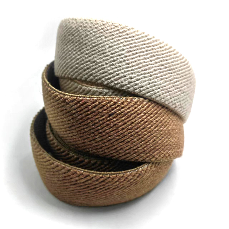 50% Jute 40% Latex 10% Polyester Twill Elastic Webbing for Sustainable Shoe Material