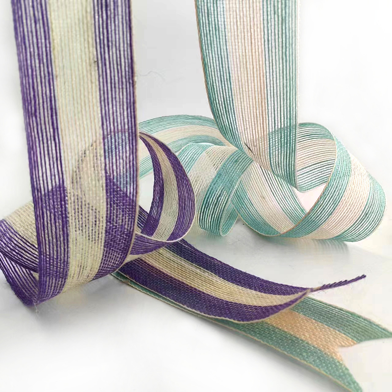 Sustainable Decorative Stripe Burlap Ribbon for Bags 5.5cm Colored Jute Fishing Line Belt