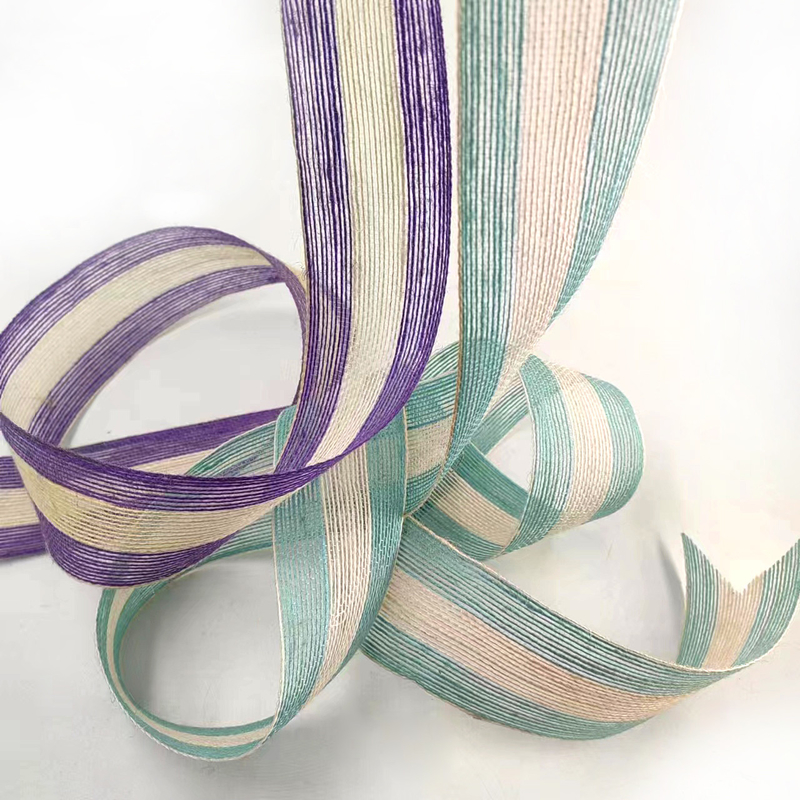 Sustainable Decorative Stripe Burlap Ribbon for Bags 5.5cm Colored Jute Fishing Line Belt