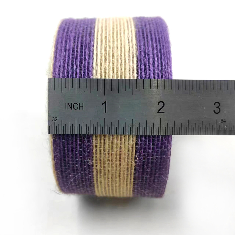 Sustainable Decorative Stripe Burlap Ribbon for Bags 5.5cm Colored Jute Fishing Line Belt