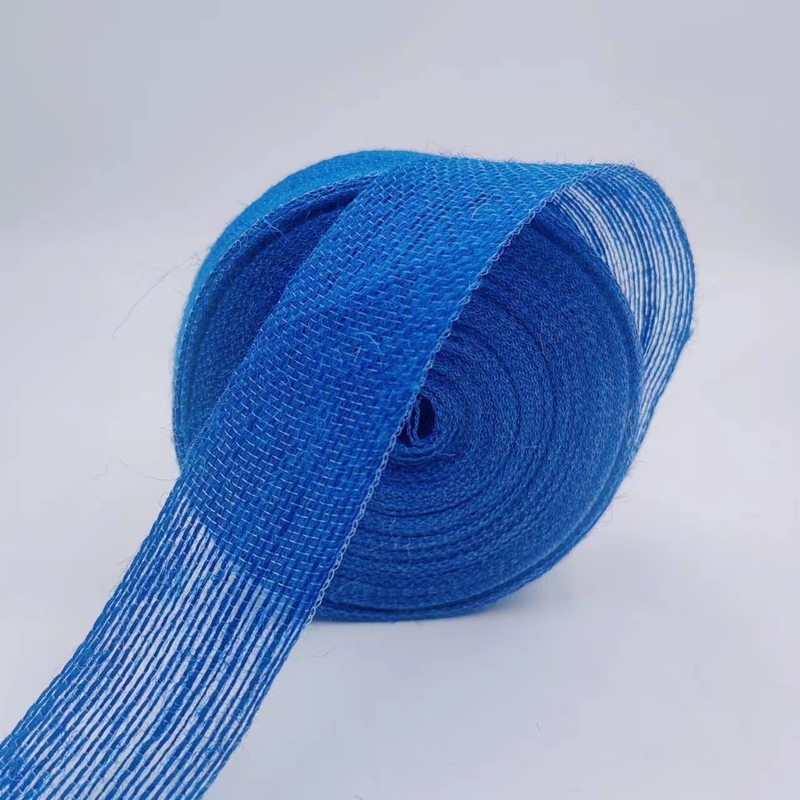 Support 7 Days Sample Order Lead Time 4cm Blue Jute Ribbon for Gift Box Decoration