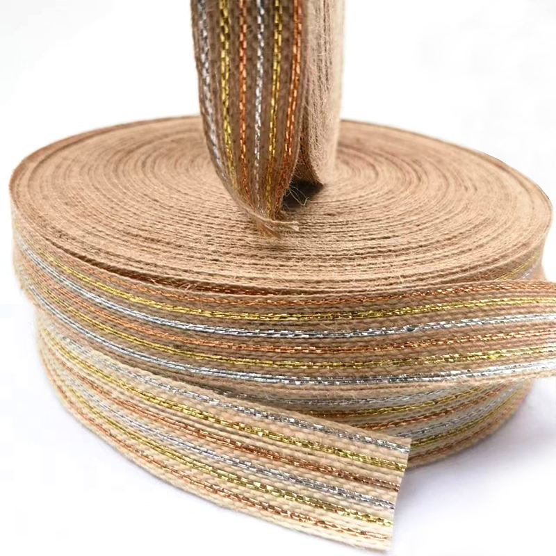 Customized 50% Jute 15% Polyester Webbing Ribbon Roll for Fishing Line Webbing Needs