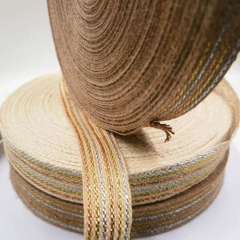 Customized 50% Jute 15% Polyester Webbing Ribbon Roll for Fishing Line Webbing Needs