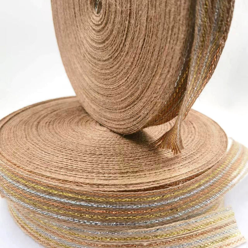 Customized 50% Jute 15% Polyester Webbing Ribbon Roll for Fishing Line Webbing Needs