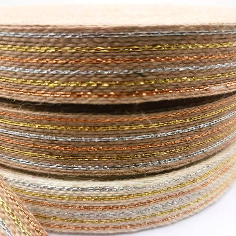 Customized 50% Jute 15% Polyester Webbing Ribbon Roll for Fishing Line Webbing Needs