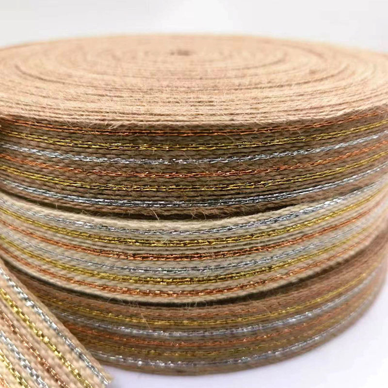 Customized 50% Jute 15% Polyester Webbing Ribbon Roll for Fishing Line Webbing Needs