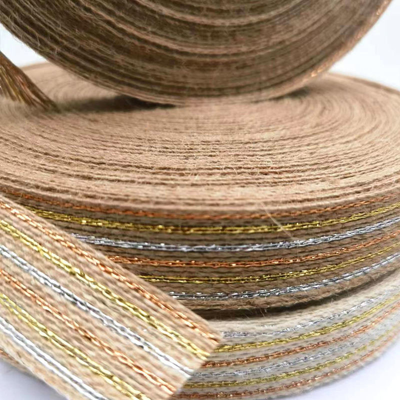 Customized 50% Jute 15% Polyester Webbing Ribbon Roll for Fishing Line Webbing Needs