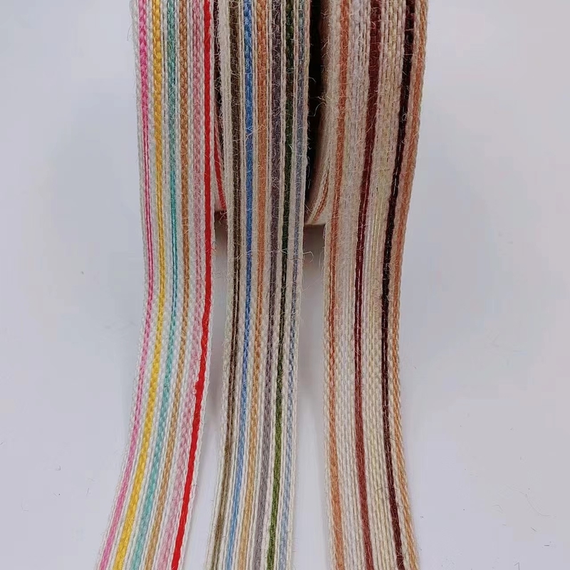 Colorful Jute Ribbon Gift Box Packaging Eco Friendly Webbing for Christmas Decoration