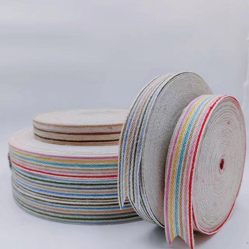 Colorful Jute Ribbon Gift Box Packaging Eco Friendly Webbing for Christmas Decoration