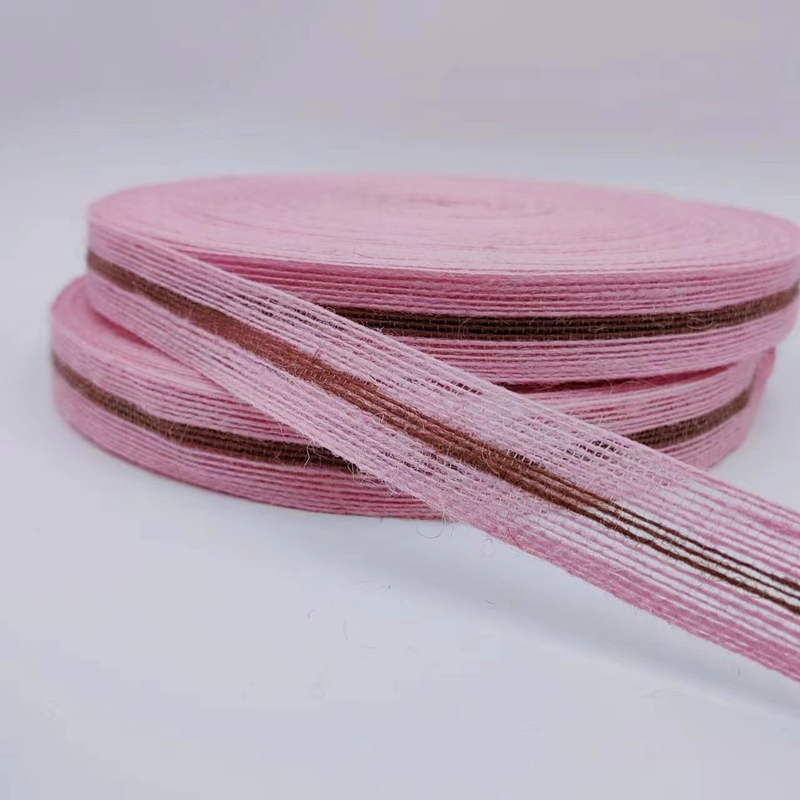 Customized Size 3cm Jute Ribbon Webbing for Sustainable Colorful Gift Packaging