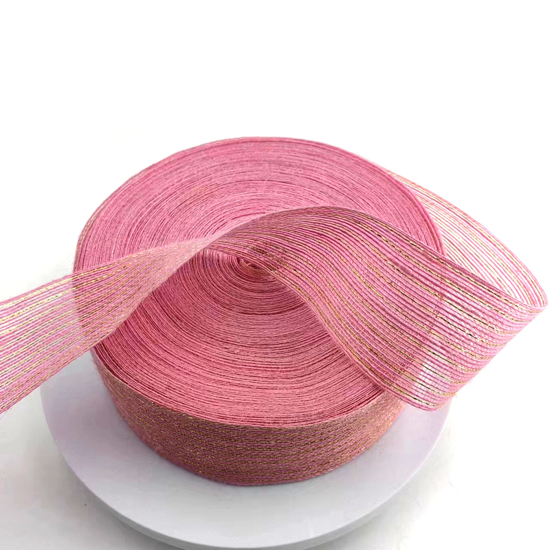 Pink Jute Ribbon Jute Burlap Rolls for Gift Packing Christmas Wedding Decoration 2.6 Inch