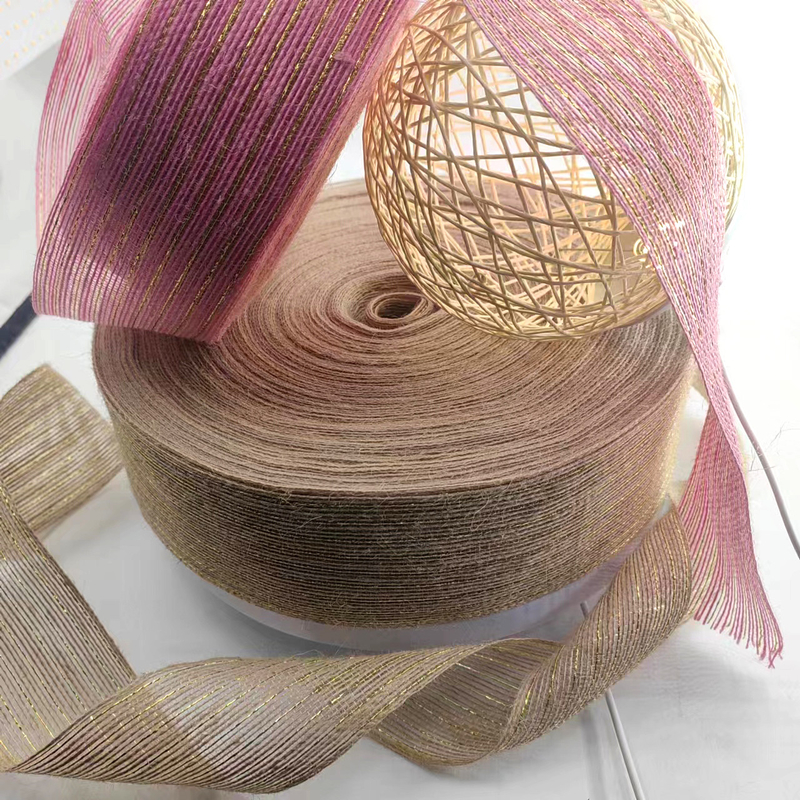 Pink Jute Ribbon Jute Burlap Rolls for Gift Packing Christmas Wedding Decoration 2.6 Inch