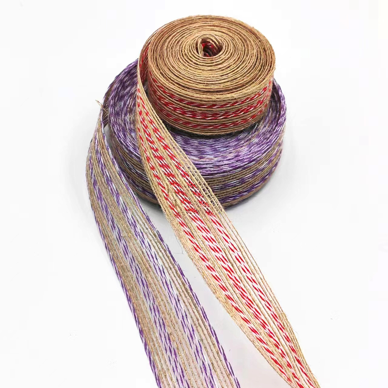 Direct Jute Ribbon for Home Textile in Birthday and Christmas Line Colored Decoration