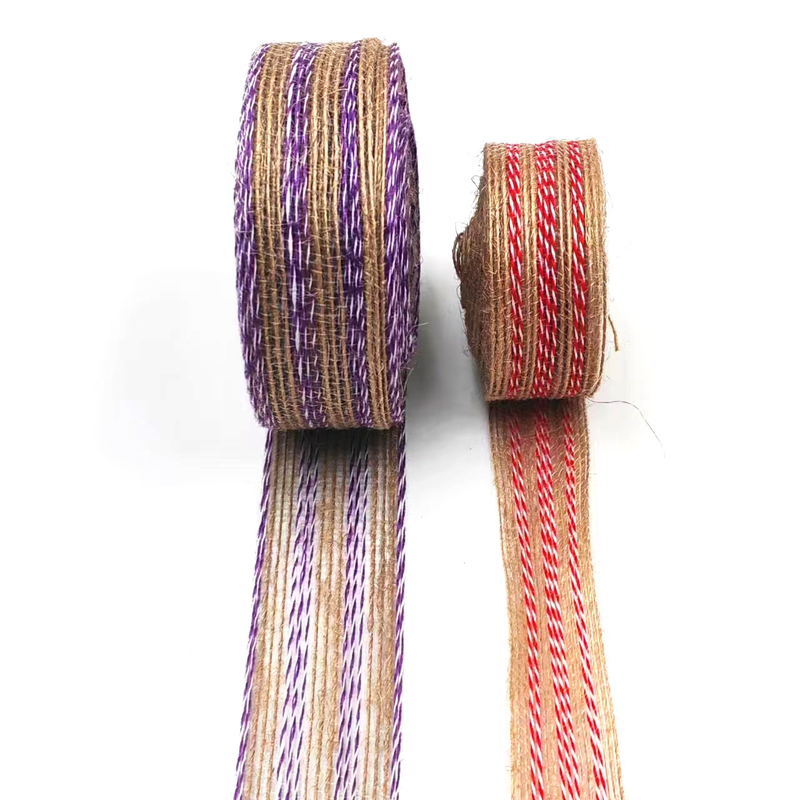 Direct Jute Ribbon for Home Textile in Birthday and Christmas Line Colored Decoration