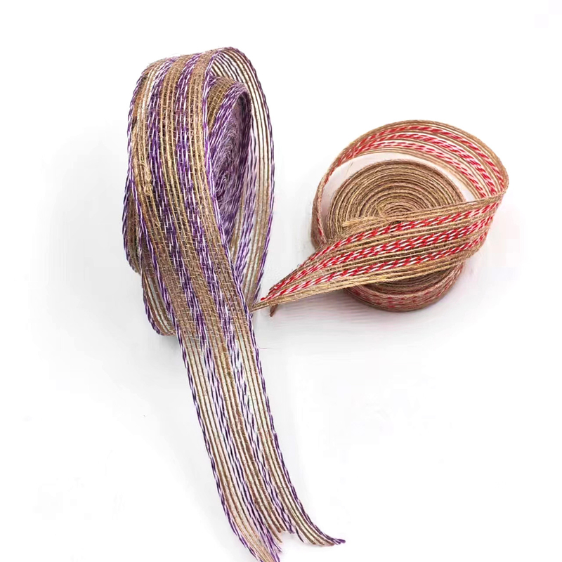 Direct Jute Ribbon for Home Textile in Birthday and Christmas Line Colored Decoration
