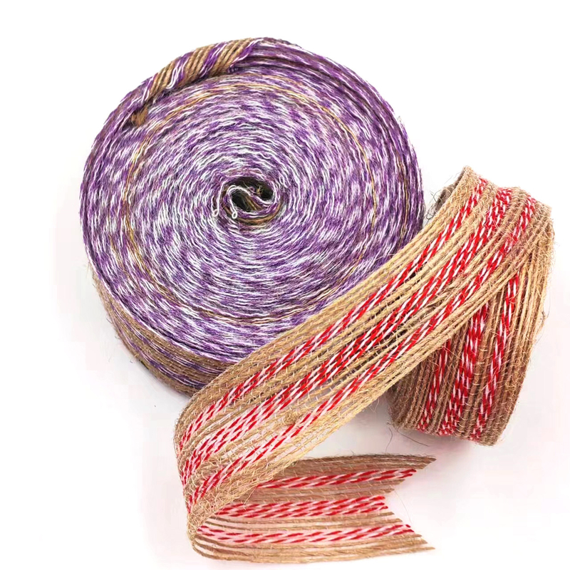 Direct Jute Ribbon for Home Textile in Birthday and Christmas Line Colored Decoration
