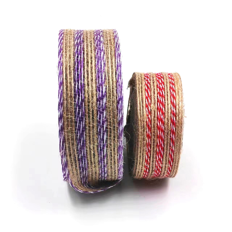 Direct Jute Ribbon for Home Textile in Birthday and Christmas Line Colored Decoration