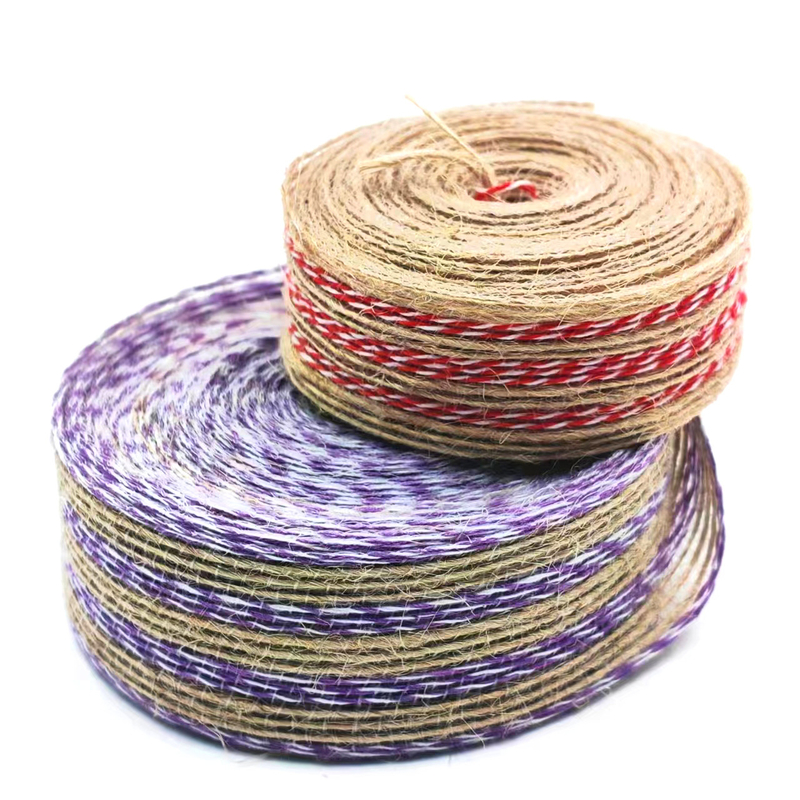 Direct Jute Ribbon for Home Textile in Birthday and Christmas Line Colored Decoration
