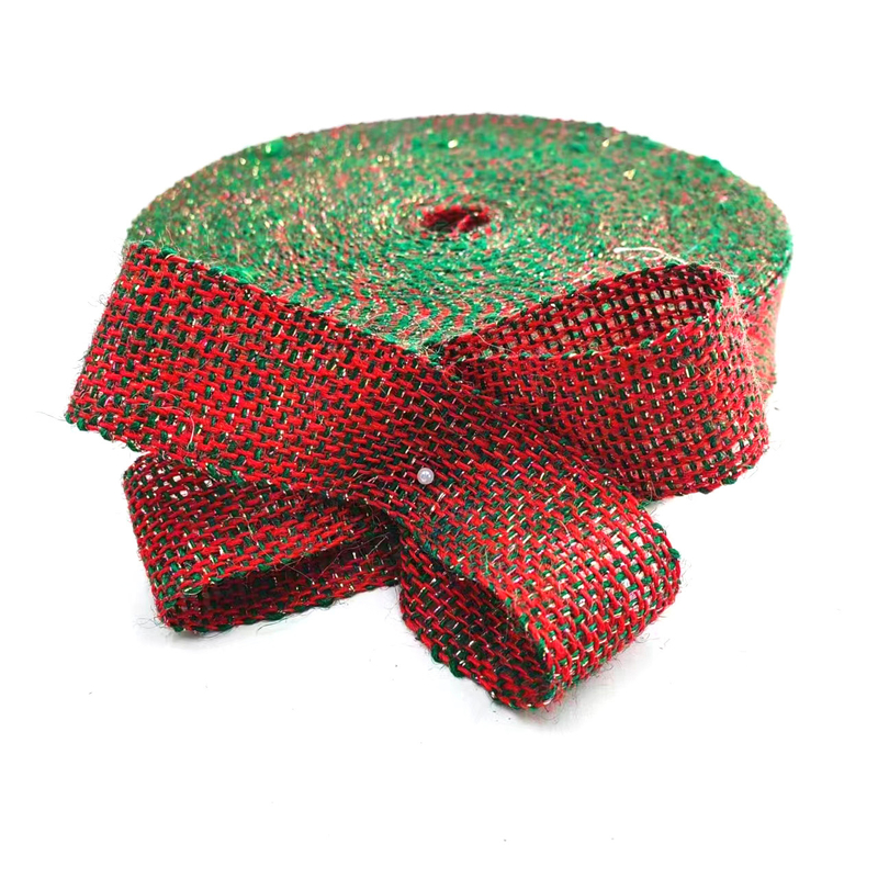 Sustainable 4 Cm Red Orange Silver Colorful Christmas Decorative Jute Ribbon Webbing