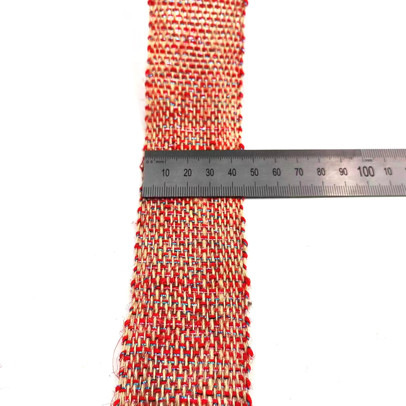 Sustainable 4 Cm Red Orange Silver Colorful Christmas Decorative Jute Ribbon Webbing