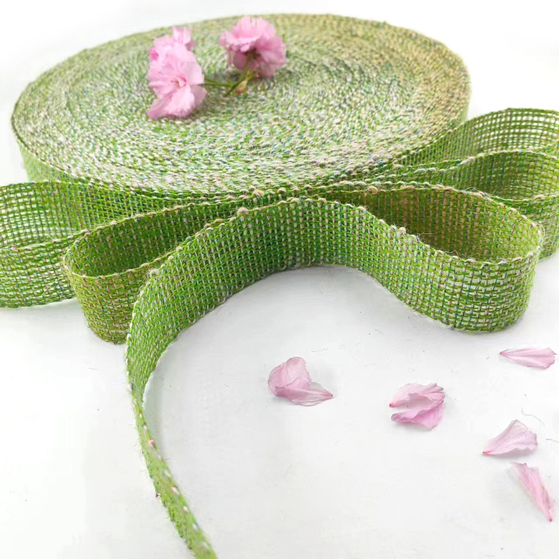 Exquisite Deco Green Webbing 100% Jute 1.5 Inch Jute Ribbon for Webbing and Packaging