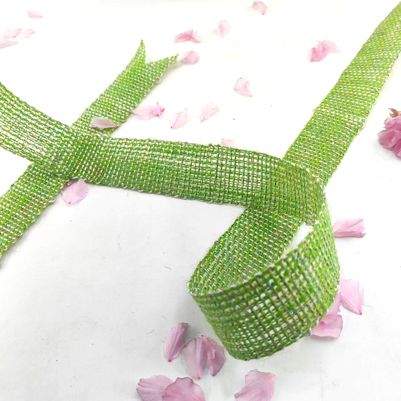 Exquisite Deco Green Webbing 100% Jute 1.5 Inch Jute Ribbon for Webbing and Packaging