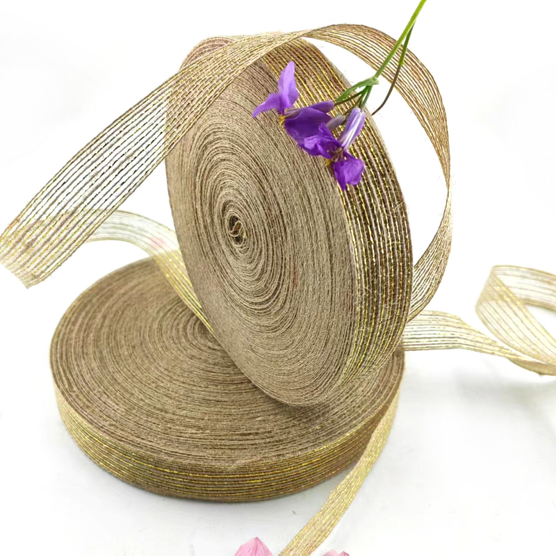 Eco-Friendly 25mm Jute Ribbon for Wrapping and Bouquets Not Support 7 Days Sample Order