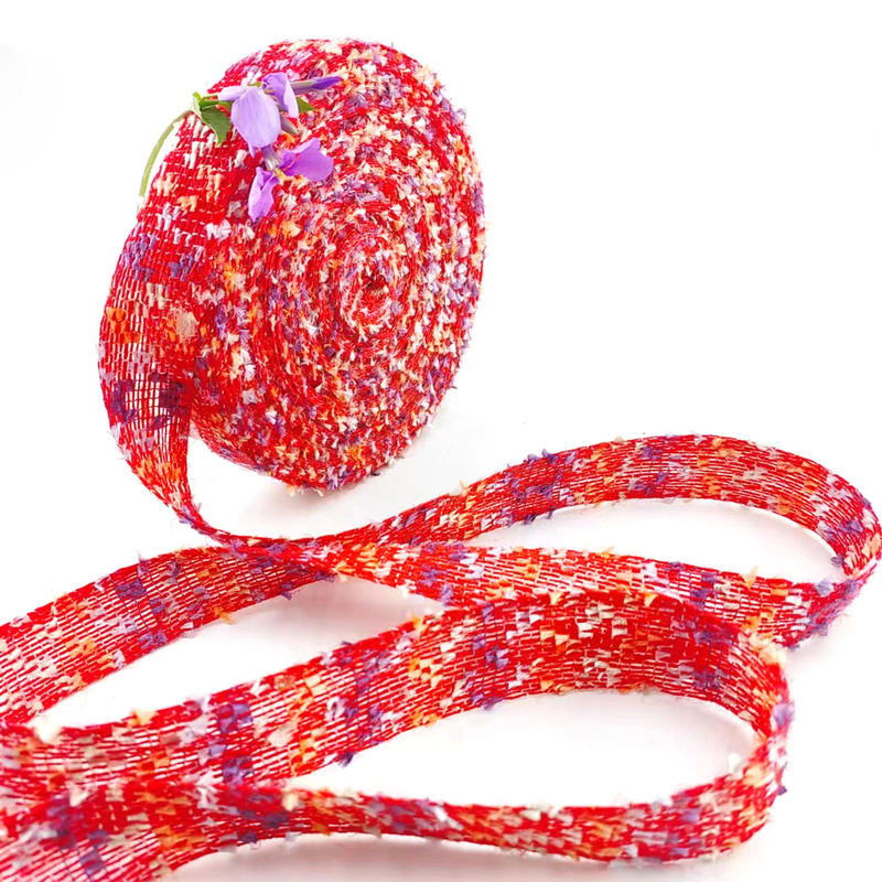 Red Jute Burlap Fabric Ribbon Braided String Ribbon for Wedding and Party Decorations