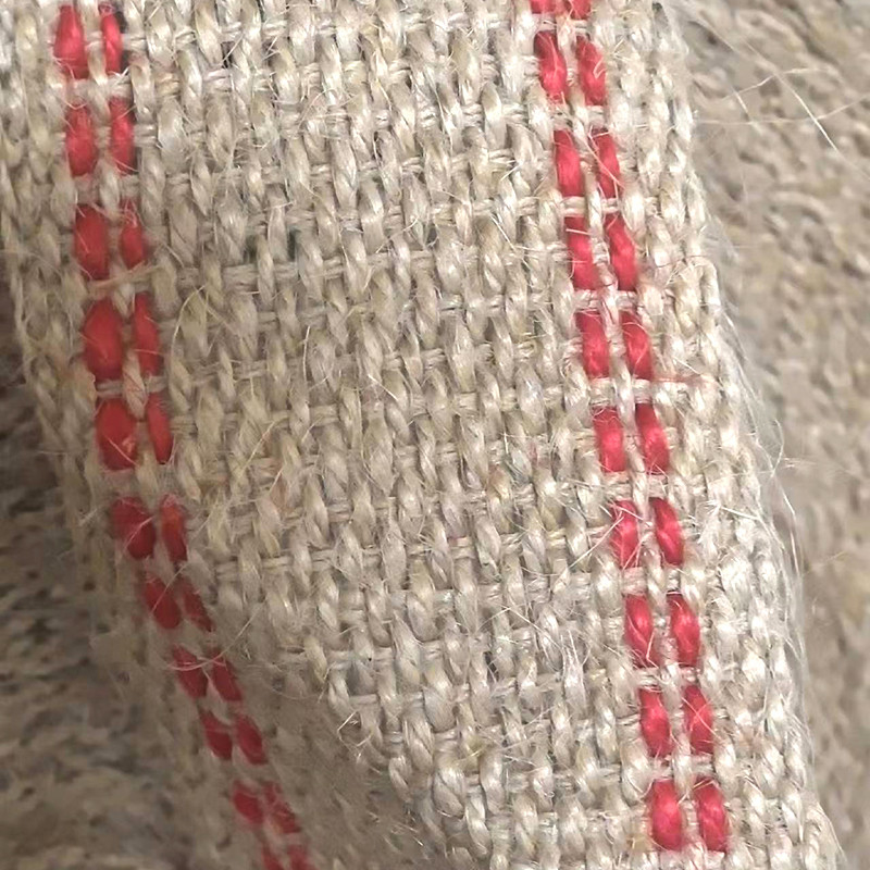 Thick Woven Natural Red Stripes Jute Belt Rolls for Bag Handle Sustainable and Stylish