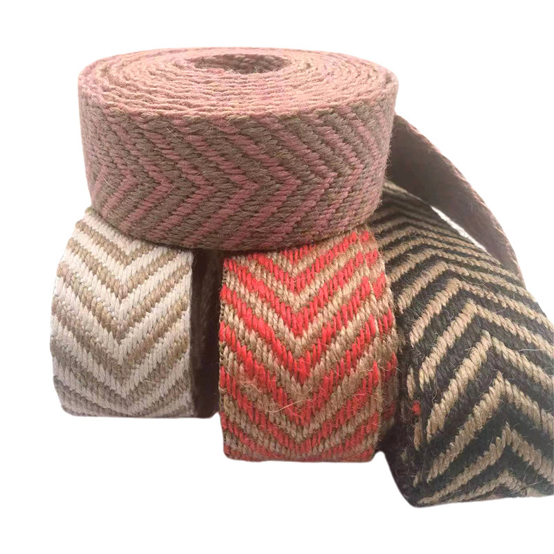 4 Cm Wide 2.5mm Thickness Jute Webbing Herringbone Webbing Edging For Eco-friendly Shoes