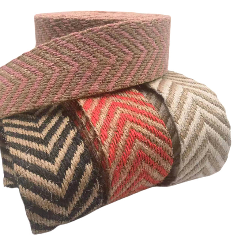 4 Cm Wide 2.5mm Thickness Jute Webbing Herringbone Webbing Edging For Eco-friendly Shoes