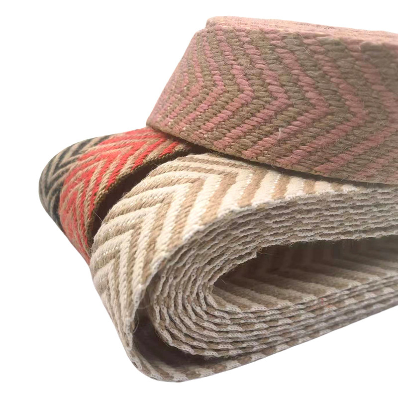 4 Cm Wide 2.5mm Thickness Jute Webbing Herringbone Webbing Edging For Eco-friendly Shoes