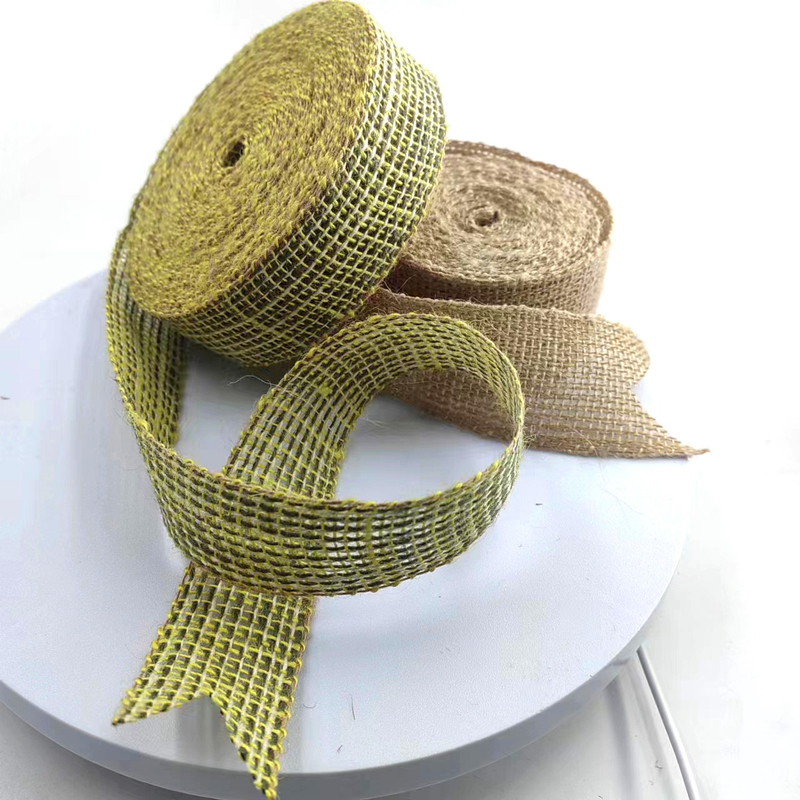 Jute Decorative Webbing for Bags Decoration 45mm Wide Green Home Textile
